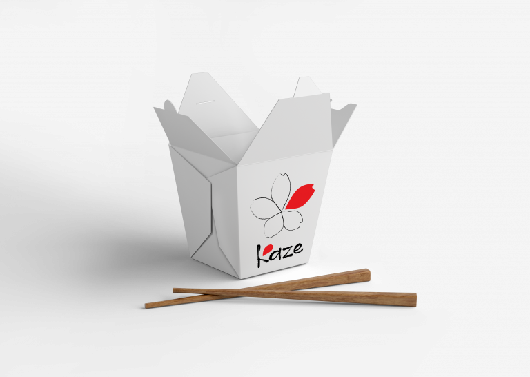 caja para llevar la comida con pálillos chinos